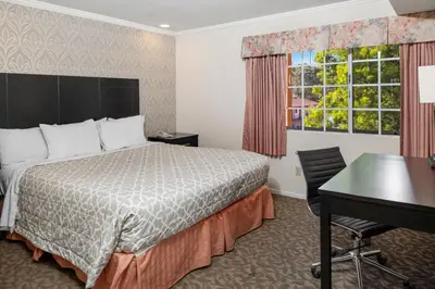 a hotel room with a bed and a desk at Glendale Hotel in Glendale