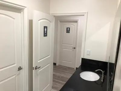 a bathroom with a sink and a mirror at 8th and Ardmore in Los Angeles