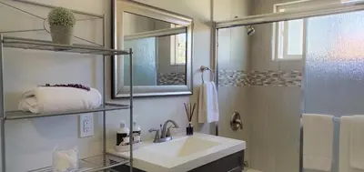 a bathroom with a sink and a shower at Top Pick Apartment Near Grocery Store Parking CCD in Culver City