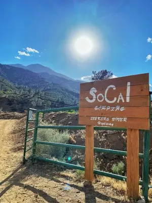 a sign at the top of a mountain at SoCal Camping in Kernville