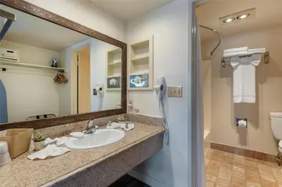 a bathroom with a sink and a mirror and a toilet at Best Western Westminster Inn in Westminster