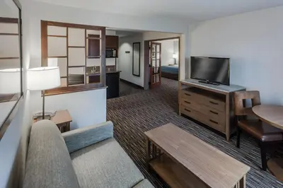 a living room with a couch and a television at Holiday Inn Express & Suites Carpinteria by IHG in Carpinteria
