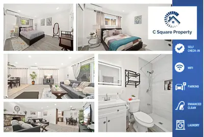 a collage of three pictures of a bedroom and a living room at Dreamy & Relaxing Gem With Backyard - 12mins to DT LA in Alhambra