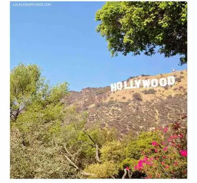 a hollywood sign on top of a hill with trees at Endless summer in LA *HEATED POOL/HOT TUB/CABANA* in Los Angeles