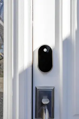 a door with a black window on a white wall at New 5 bed w/hot tub close to Universal sleeps 12 in Los Angeles