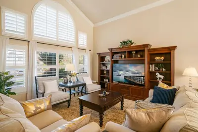 a living room with two couches and a tv at @ Marbella Lane - Captivating Home in Rowland Hts in Rowland Heights