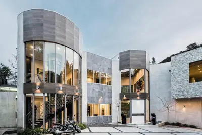 a building with a motorcycle parked in front of it at Chantilly Lace in Los Angeles