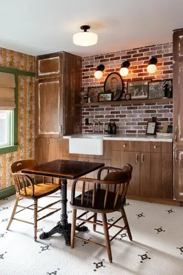 a kitchen with a table and two chairs at NP Boutique Lodge in Big Bear Lake