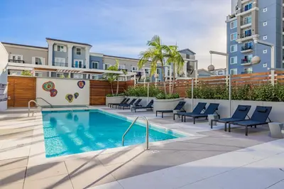 a swimming pool on the roof of a apartment at @ Marbella Lane - Luxury Beachside 2BR in Long Beach