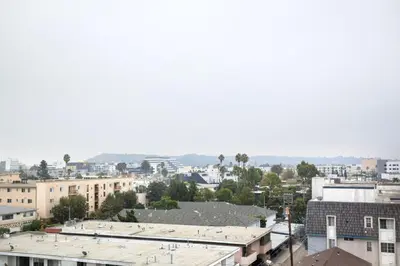 an aerial view of a city with buildings at Culver City 1br w roof lounge gym nr 405 LAX-925 in Los Angeles