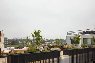 a rooftop garden with furniture and plants on a building at Culver City 1br w roof lounge gym nr 405 LAX-925 in Los Angeles