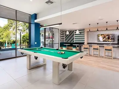 a living room with a pool table in it at Burbank 1BR w Pool WD Gym nr TJ WF LAX-788 in Los Angeles