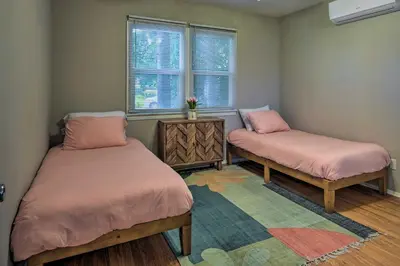a room with two beds and a window at San Gabriel Valley Hideaway! Family Home with Patio in Temple City