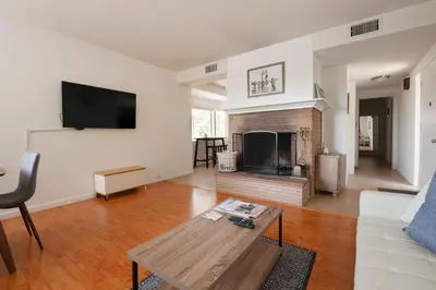 a living room with a couch and a fireplace at 30 PCT OFF! Malibu Peaceful Getaway, Beach, Ocean in Malibu